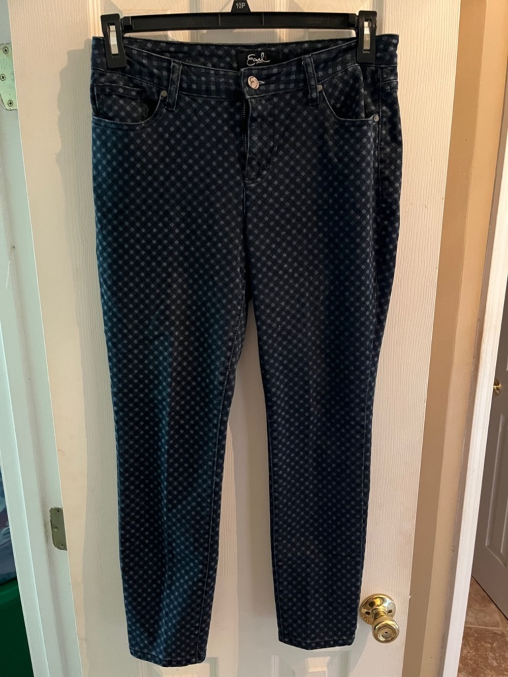 Earl Jeans Dark Navy Diamond-Print Skinny Jeans